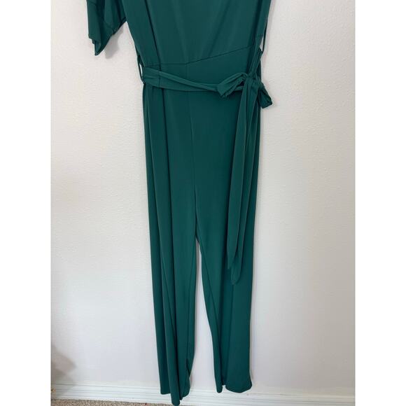 Janette Plus Green Off Shoulder Wide Leg Jumpsuit 2X - Picture 4 of 8